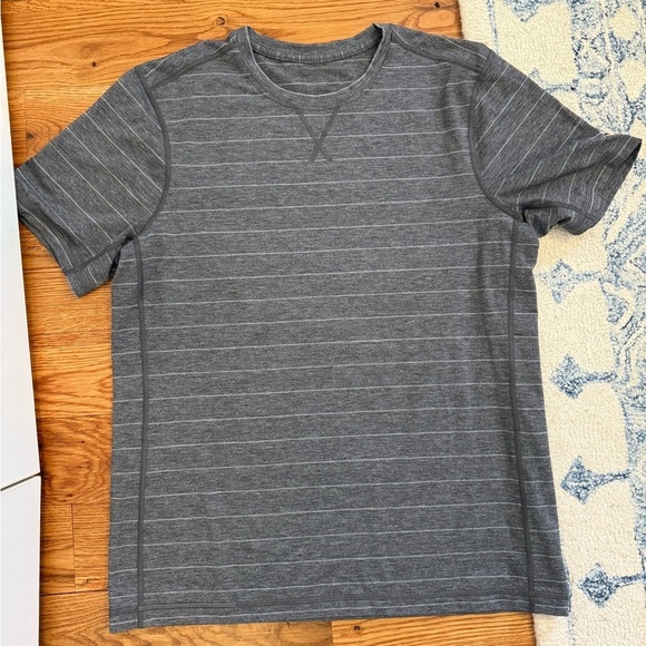 lululemon athletica Other - Lululemon Men’s Short Sleeve Shirt Grey with Stripes
